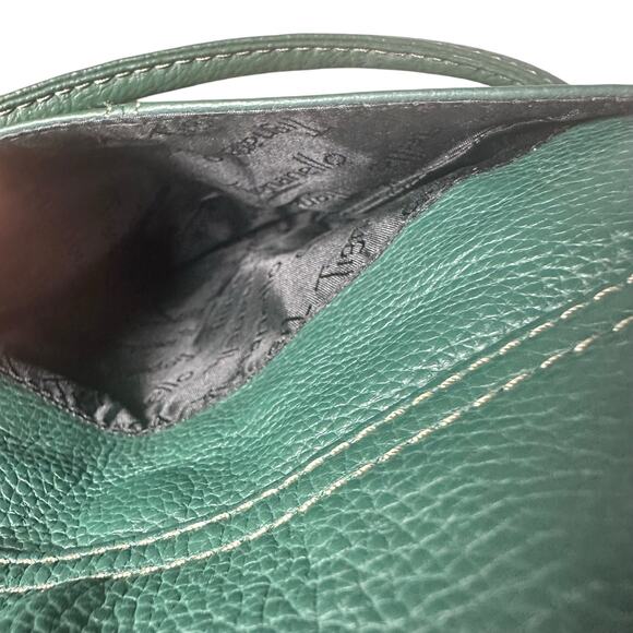 Tignanello Women's Leather Crossbody Bag Green Compact Shoulder Purse slim - Picture 3 of 10